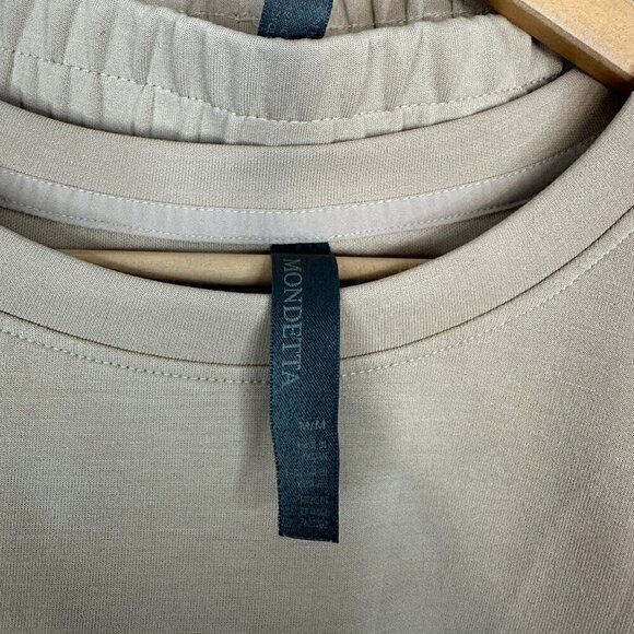 Mondetta Two Piece Matching Sweater Shorts Set Beige Tan Medium Top - Picture 8 of 8